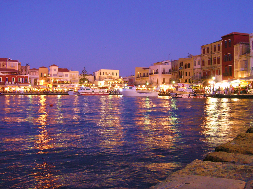 Chania Harbour August summer night